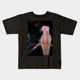 PINK COCKATOO PARROT TROPICAL EXOTIC ABSTRACT PALM POSTER PRINT Kids T-Shirt